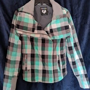 Teal and gray checkered jacket